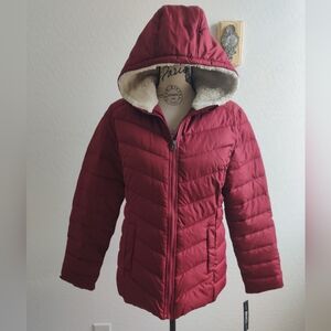 🆕 BNCI burgundy red hooded puffer coat snow skiing snowboarding Winter_Medium